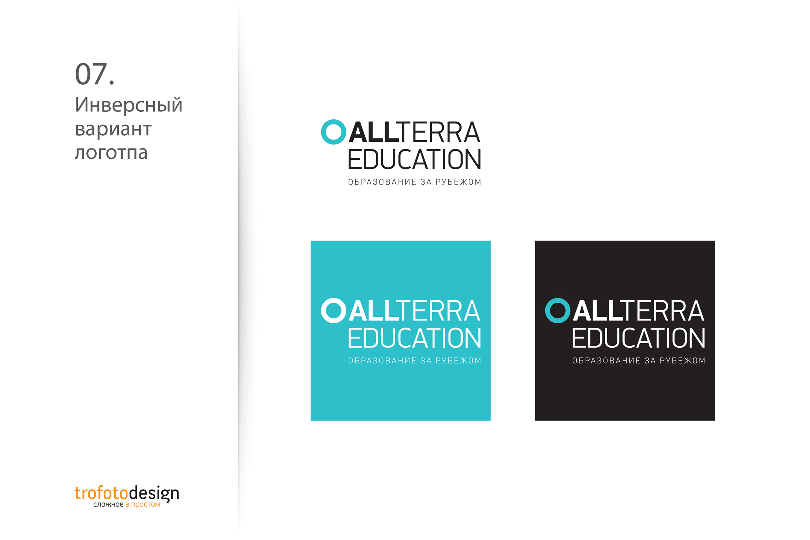 Инверсный вариант логотипа Alltterra Education