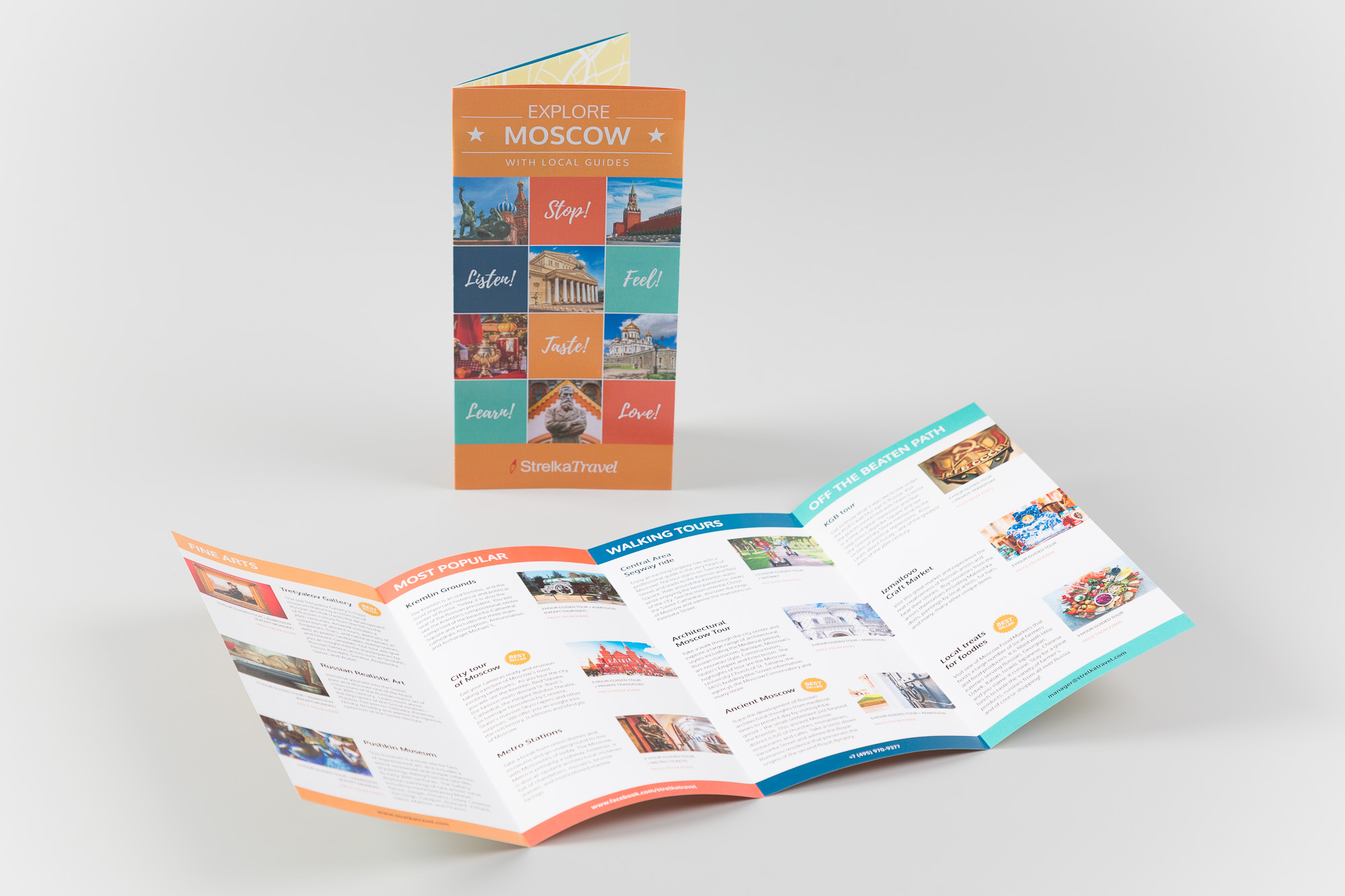 Рекламный буклет для компании «Strelka Travel». Обложка и разворот Рекламный буклет для компании «Strelka Travel». Обложка и разворот